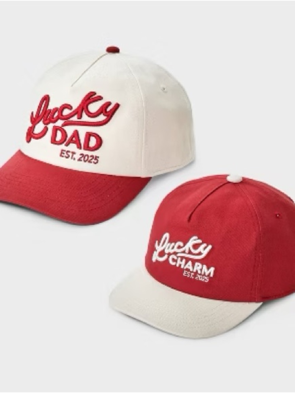 Goodfellow & Co. Dad & Me Lucky Dad / Lucky Charm Red & Cream Baseball Caps OSFM